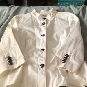 Chic Cream Trench Coat with Black Buttons